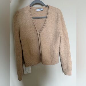 Light Brown Mango Wool Cardigan